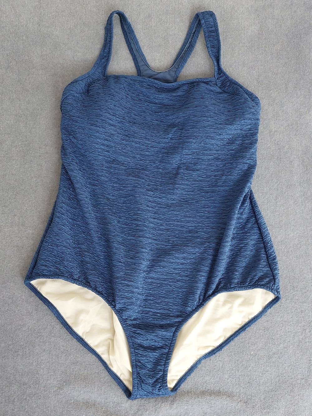 NWT Penbrooke Krinkle One Piece Swimsuit Women 26W Denim Blue Chlorine Proof